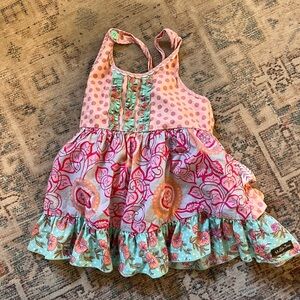 Floral Pink and Green Ruffle top